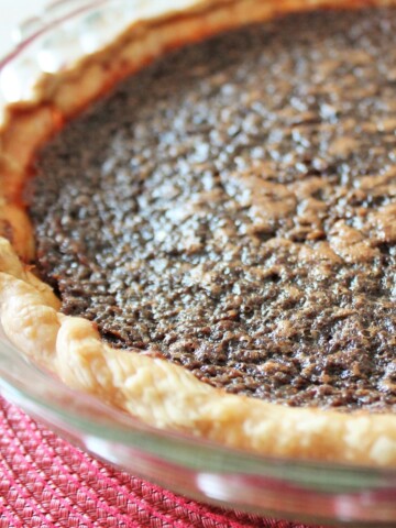 Chocolate pie in a buttery crust.