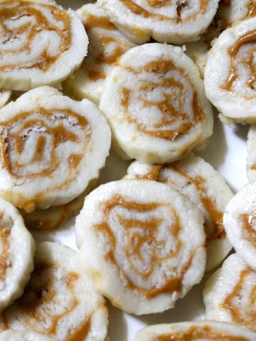Lots of peanut butter potato candy close up.