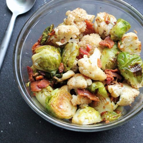 Roasted Brussels Sprouts and Cauliflower with Bacon My Recipe Reviews