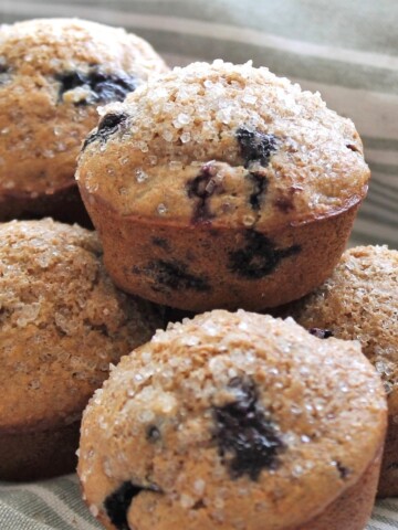 Blueberry Muffins sprinkled with sugar.