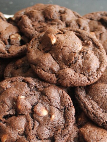 Pile of chocolate chunk cookies.