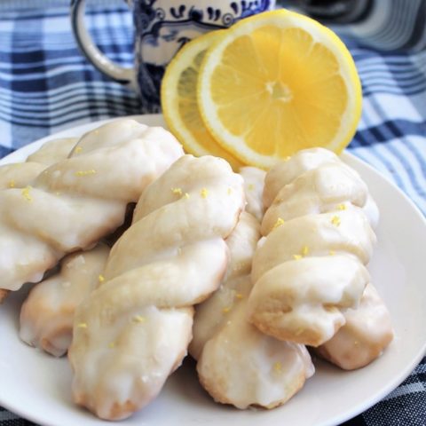 Lemon Braids on a White Plate with Lemon Slices.